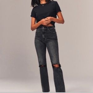A&F Ankle Straight Ultra Hi Rise Jeans